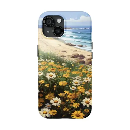 Daisies And Wildflowers By Coastal Beach