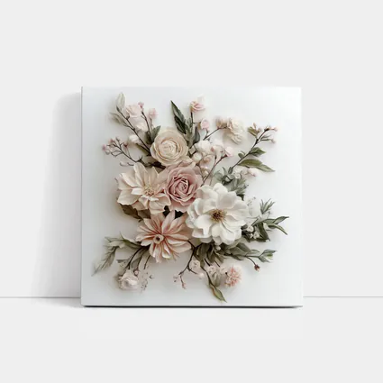 Blush Rose Dahlia Bouquet White Background