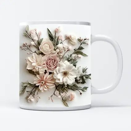 Blush Rose Dahlia Bouquet White Background