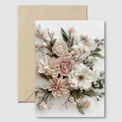 Blush Rose Dahlia Bouquet White Background