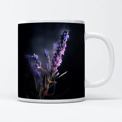 Lavender Sprig Against Dark Black Background