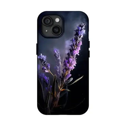 Lavender Sprig Against Dark Black Background