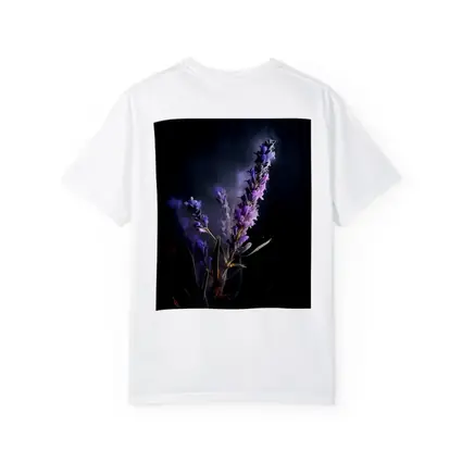 Lavender Sprig Against Dark Black Background