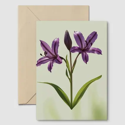 Purple Lily Flowers Green Soft Background