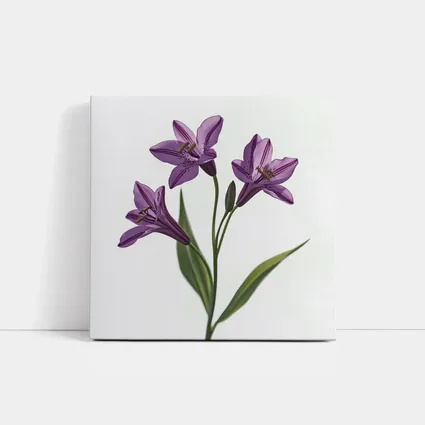 Purple Lily Flowers On White Background
