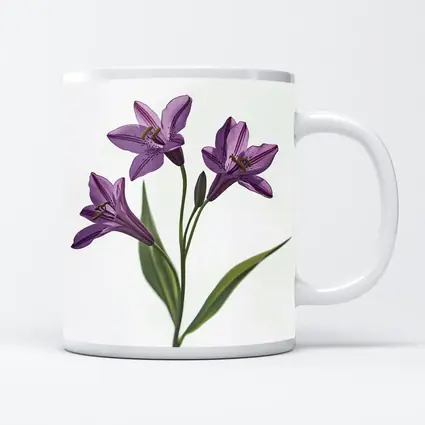 Purple Lily Flowers On White Background