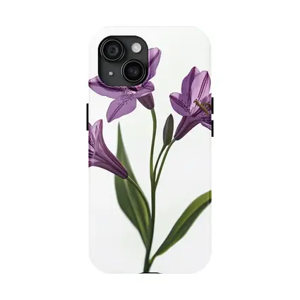 Purple Lily Flowers On White Background