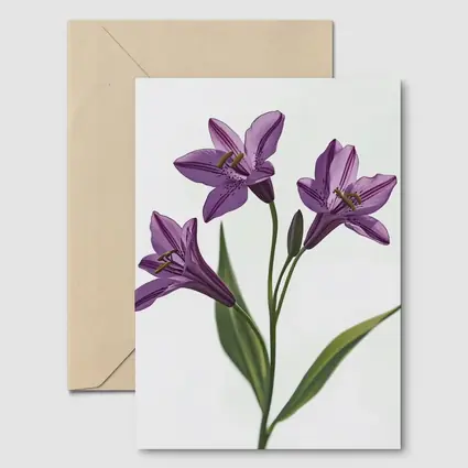 Purple Lily Flowers On White Background