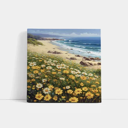 Daisy Field Overlooking Sandy Ocean Beach