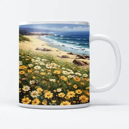 Daisy Field Overlooking Sandy Ocean Beach