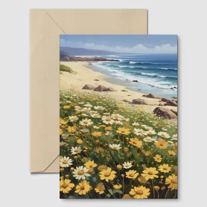 Daisy Field Overlooking Sandy Ocean Beach