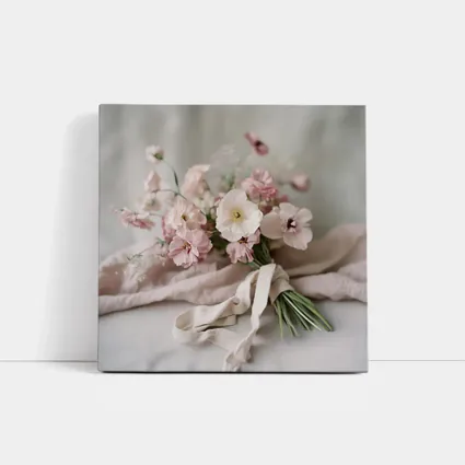 Pink Wildflower Bouquet On Linen Cloth