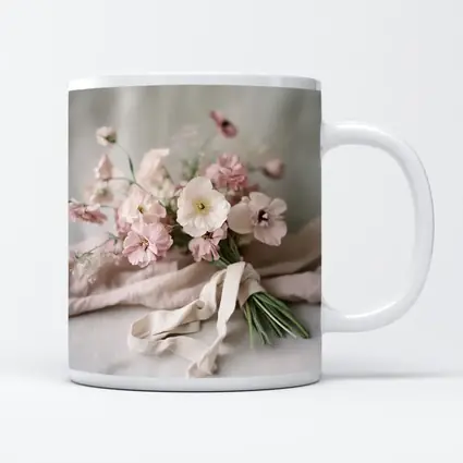 Pink Wildflower Bouquet On Linen Cloth