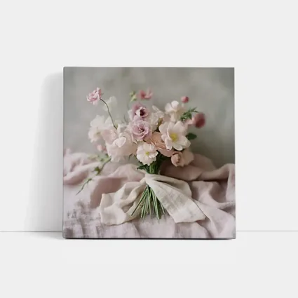 Blush Pink Flower Bouquet Linen Ribbon