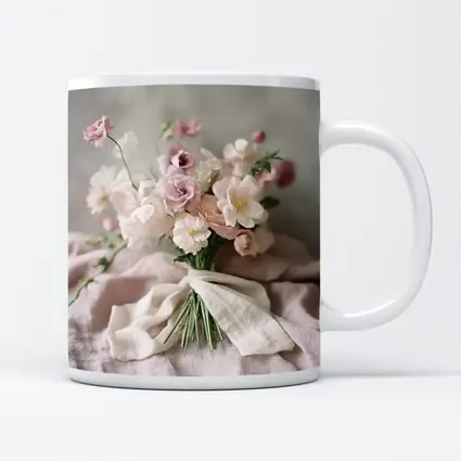 Blush Pink Flower Bouquet Linen Ribbon