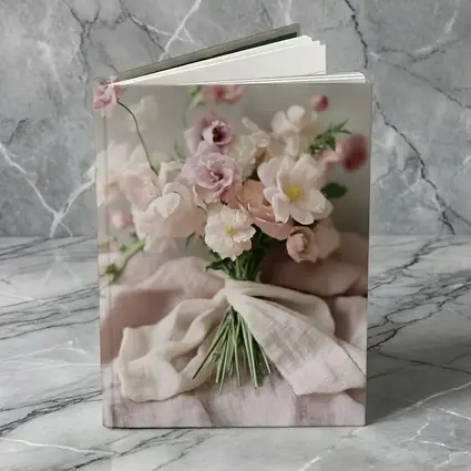 Blush Pink Flower Bouquet Linen Ribbon