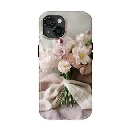 Blush Pink Flower Bouquet Linen Ribbon