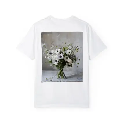White Anemone Bouquet Rustic Stone Background