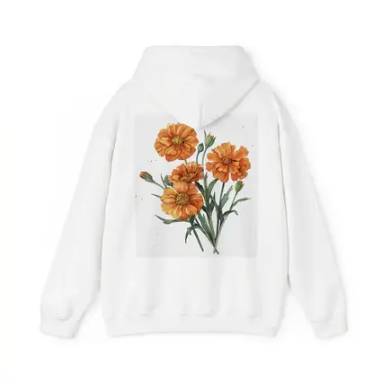 Orange Marigold Flowers Watercolor White Background