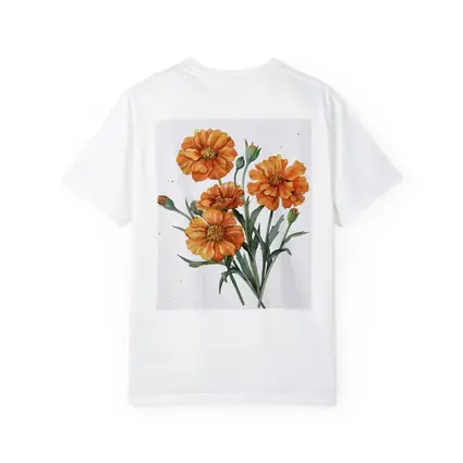 Orange Marigold Flowers Watercolor White Background