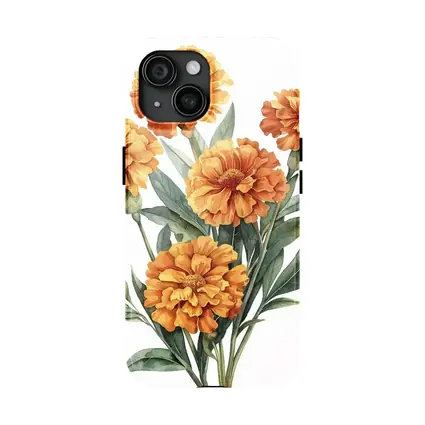 Orange Marigold Bouquet Watercolor Botanical Art