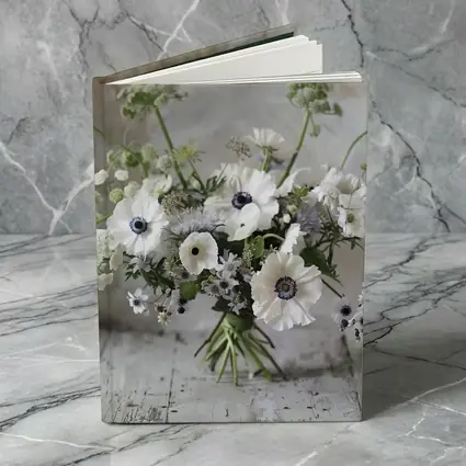 White Anemone Bouquet on Rustic Wood