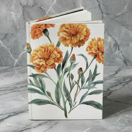 Marigold Flowers Watercolor Botanical Art