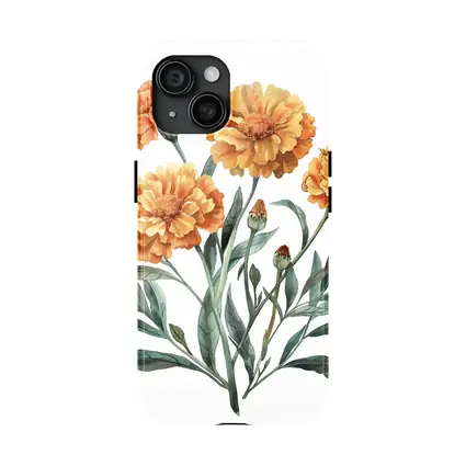 Marigold Flowers Watercolor Botanical Art