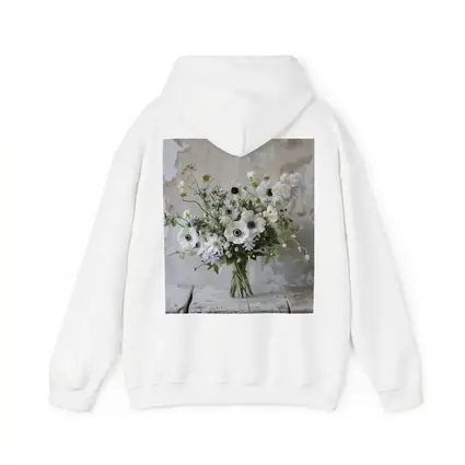 White Anemone Bouquet Rustic Wall Background