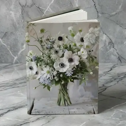 White Anemone Bouquet Rustic Wall Background