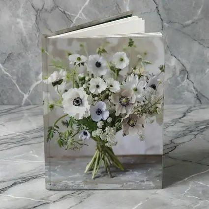 White Anemone Bouquet Rustic Stone Background
