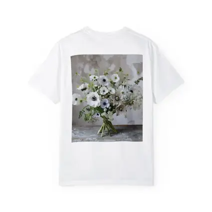 White Anemone Bouquet Rustic Stone Background