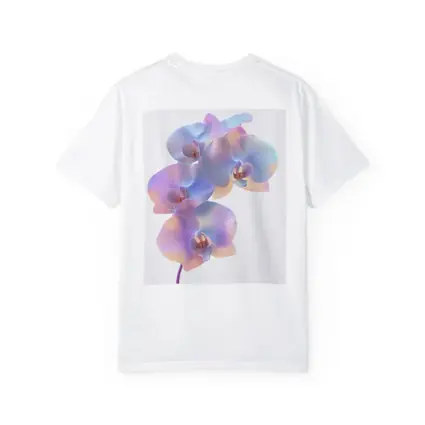 Pastel Iridescent Orchid Branch White Background