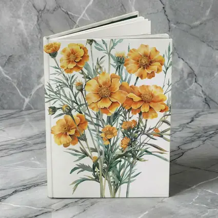 Watercolor Marigold Bouquet On White Background