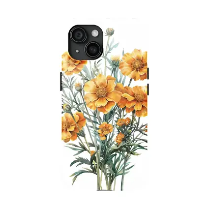 Watercolor Marigold Bouquet On White Background
