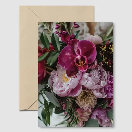 Pink Peonies and Purple Orchid Bouquet