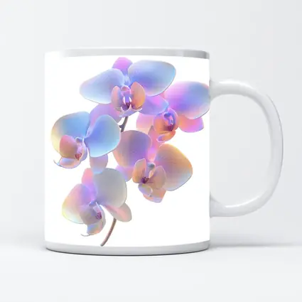 Iridescent Orchid Branch On White Background