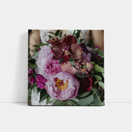 Pink Peonies Burgundy Orchids Wedding Bouquet