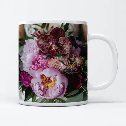 Pink Peonies Burgundy Orchids Wedding Bouquet