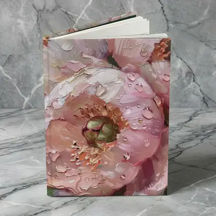 Pink Peonies Oil Painting With Water Drops