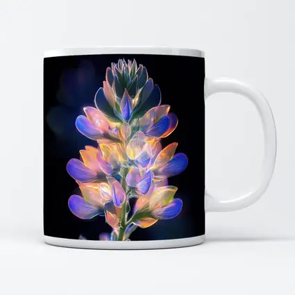 Glowing Lupin Flower Dark Background Neon