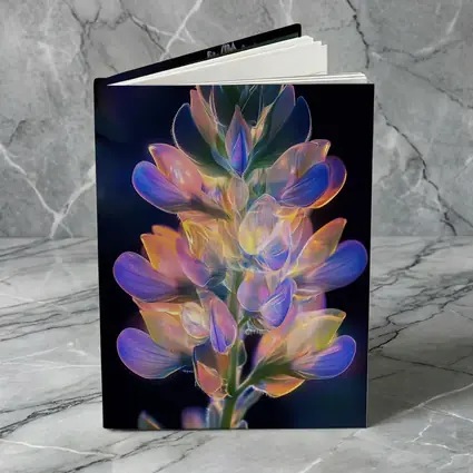Glowing Lupin Flower Dark Background Neon