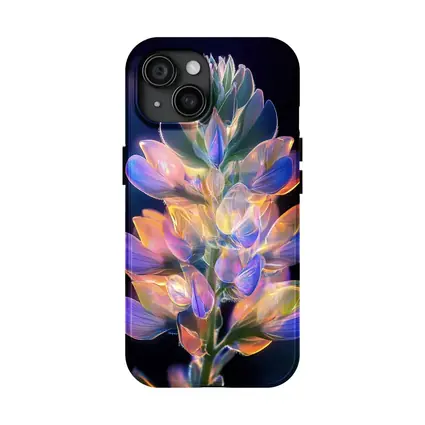 Glowing Lupin Flower Dark Background Neon