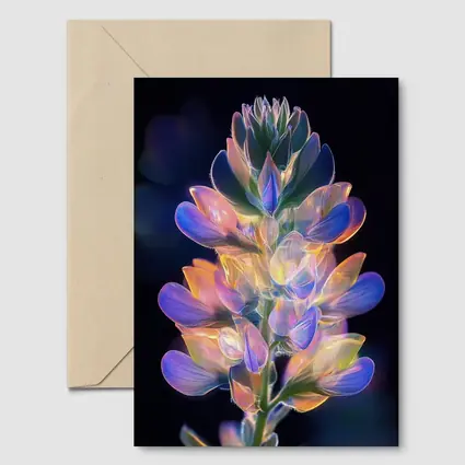 Glowing Lupin Flower Dark Background Neon