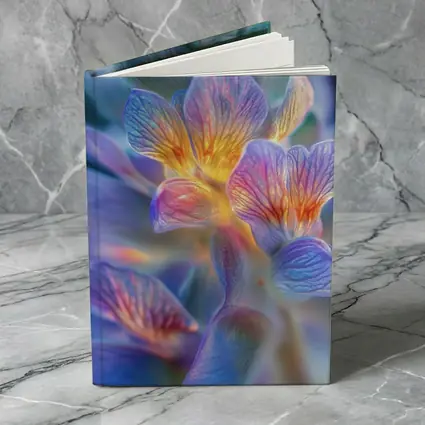 Glowing Freesia Flower Close Up Blue Background