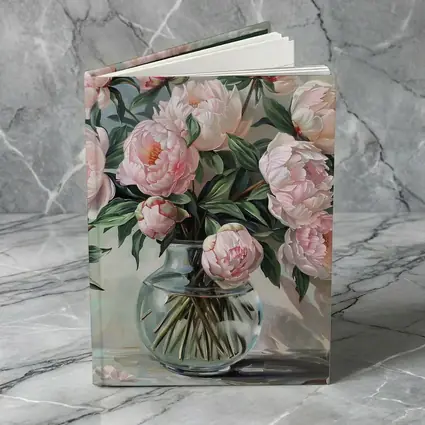 Pink Peonies Glass Vase Oil Painting