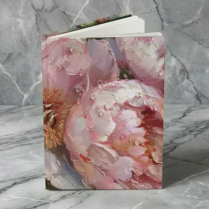 Pink Peonies Oil Painting With Water Drops