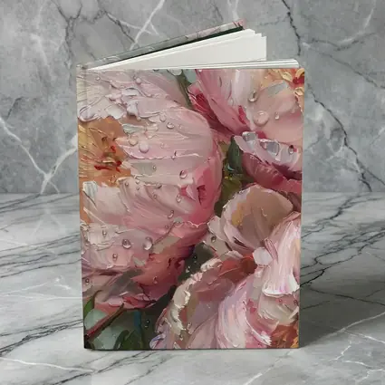 Pink Peonies Oil Painting Rainy Day