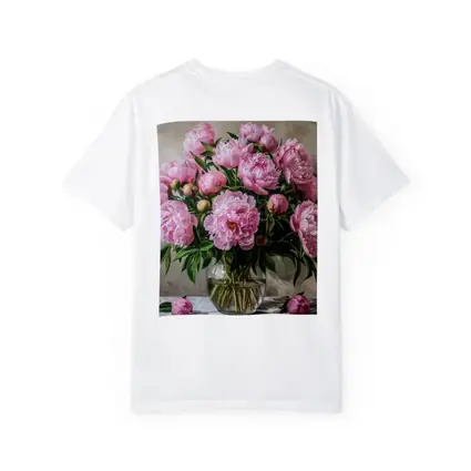 Pink Peonies Bouquet Glass Vase Painting