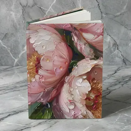 Pink Peonies Oil Painting With Water Drops